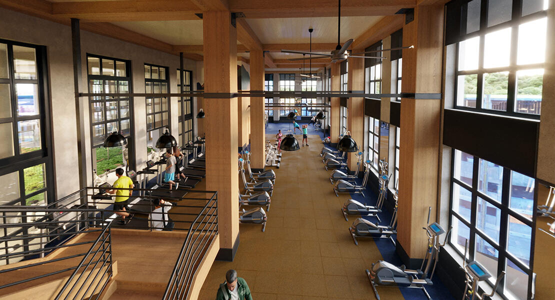 The 8,600 square foot indoor/outdoor fitness center.