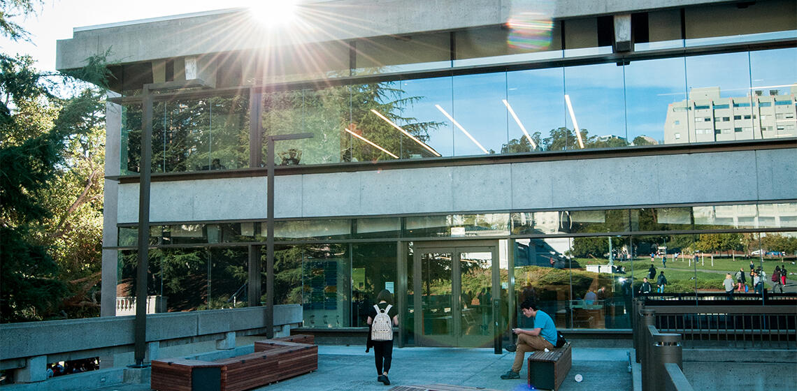 Front entrance of Moffitt Library at UC Berkeley.